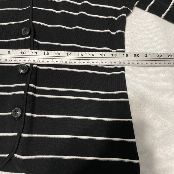Jones New York Women’s Cotton Button-Up Striped Black Sweater - Picture 9 of 16